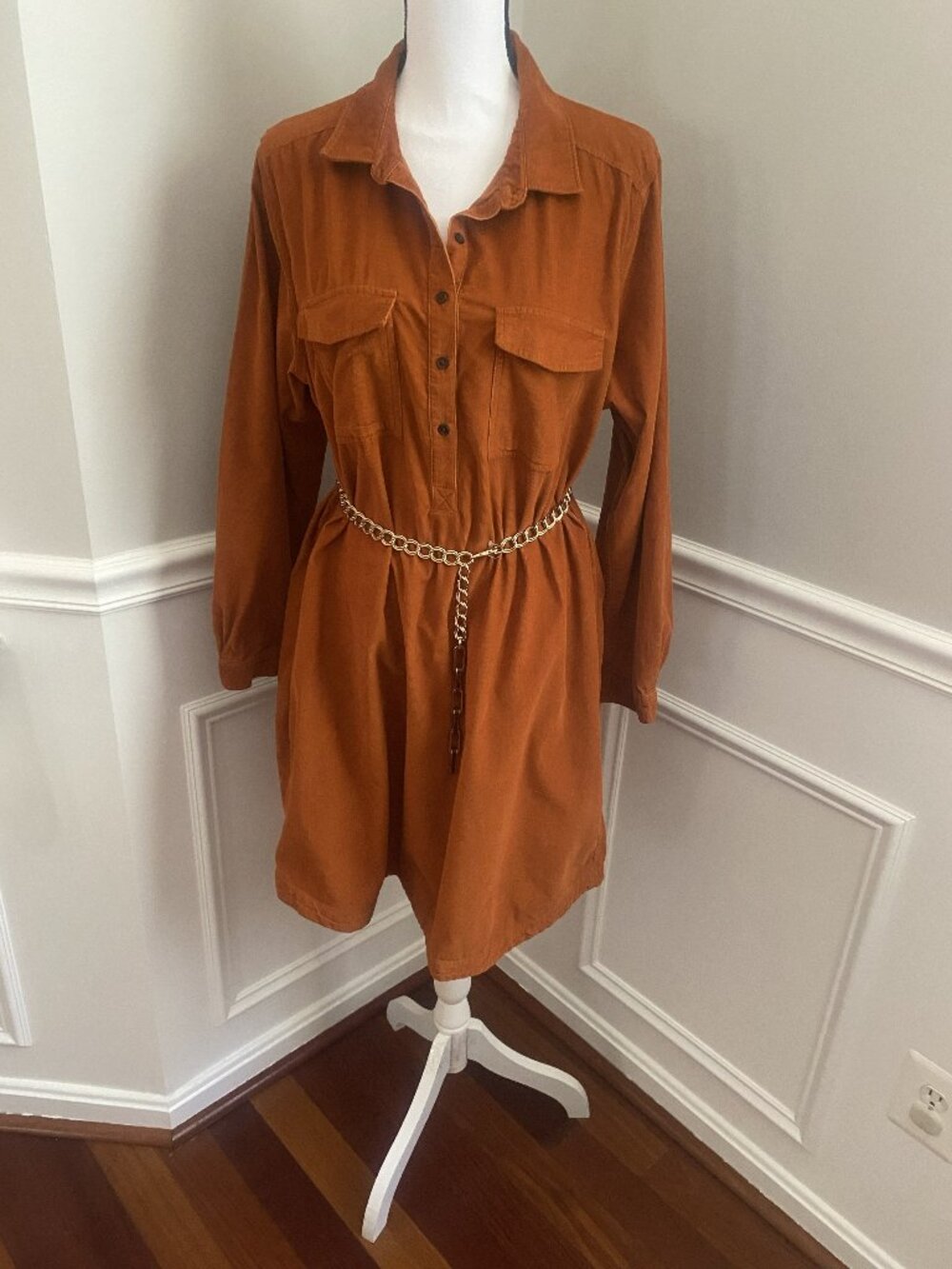 Old Navy Corduroy shirt Dress size X-Large Rust Orange